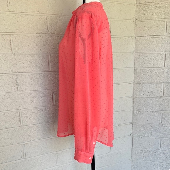 J. Crew Sheer Coral Swiss Dot Buttoned Blouse - Picture 4 of 11
